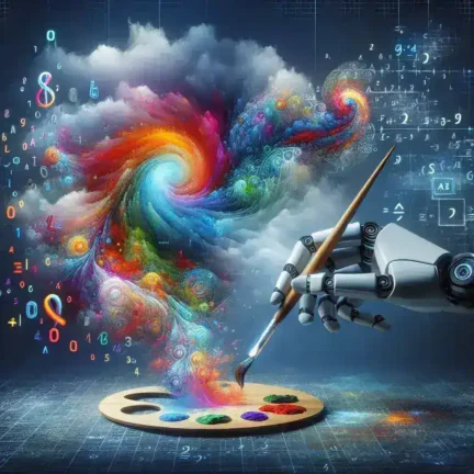 "Ejemplo de obra de arte generada por algoritmos de inteligencia artificial, ilustrando la creatividad de IA en el arte contemporáneo."