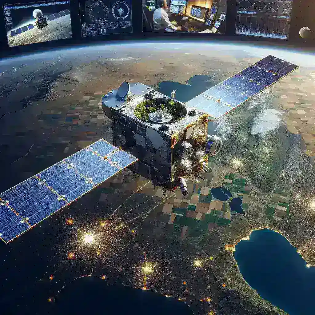 "Imagen de un satélite de bajo coste diseñado por un consorcio español, destacado en un artículo sobre innovación en tecnología agrícola y observación de cultivos."